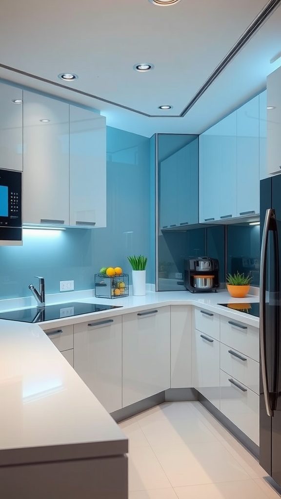 A sleek, modern kitchen with high-tech appliances and elegant design.
